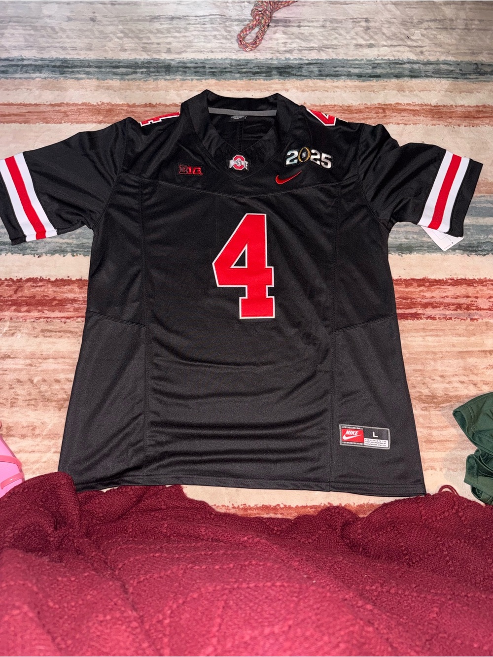 Nike Black Ohio State Football Jersey with Red Number 4